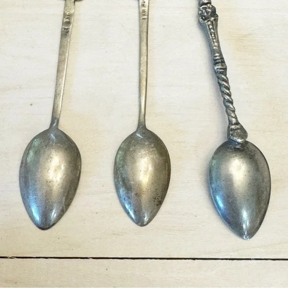 Two Vintage/Antique Sterling Silver Mexico Figural & One Unmarked Mini Spoons